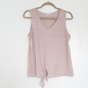 Green Envelope Striped Tie-front Tank